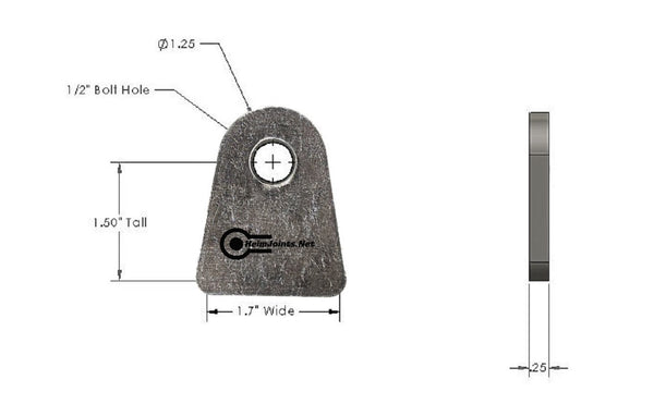 1.5" Flat Bottom shock tab, Pair (2)