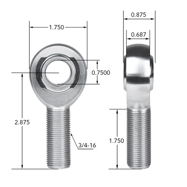 .750" 3/4” Rod End Heim Joint KIT Left and Right hand thread