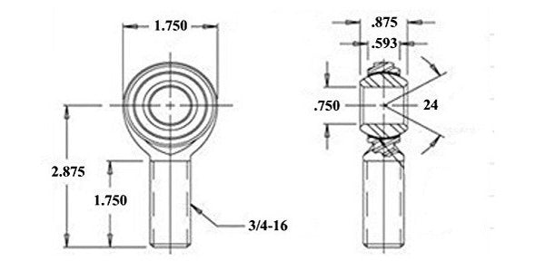ECM 3/4" .750" Left hand (reverse) heim joint kit