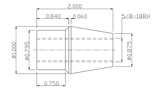 5/8" Bungs Left or Right .625" Tube adapter