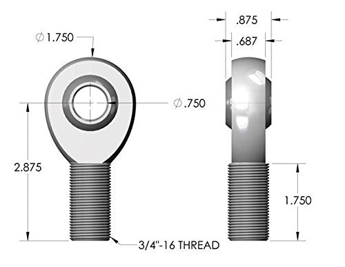 HOW BIG IS A 3/4" .750 ROD END?