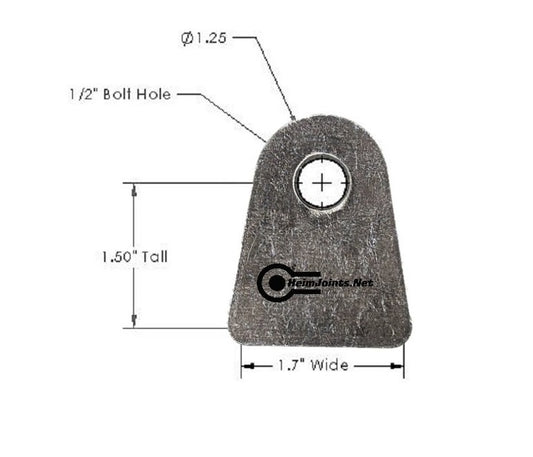 1.5" flat bottom panel mounting tab 1/8" thick Pair (2)