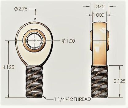 4-sets (Right and Left) 1.25" Heim Joints for 1.5" ID tube