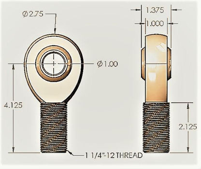 1.25” Rod End Heim Joint KIT LEFT hand (reverse) thread