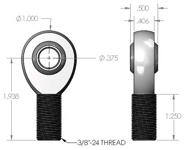 3/8" heavy duty heim joints with nut Left Hand (reverse) thread