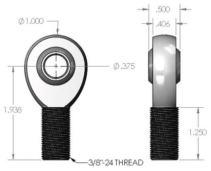 3/8" heavy duty heim joints with nut Right Hand (normal) thread