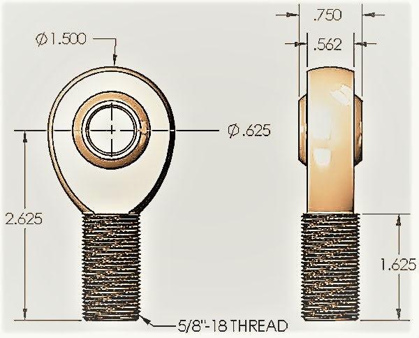 .625" 5/8" Heim Joint and Jam nut Left Thread (Reverse)